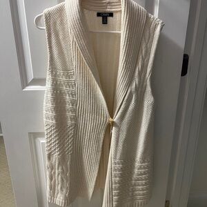 Chaps White Knit Vest Size Large